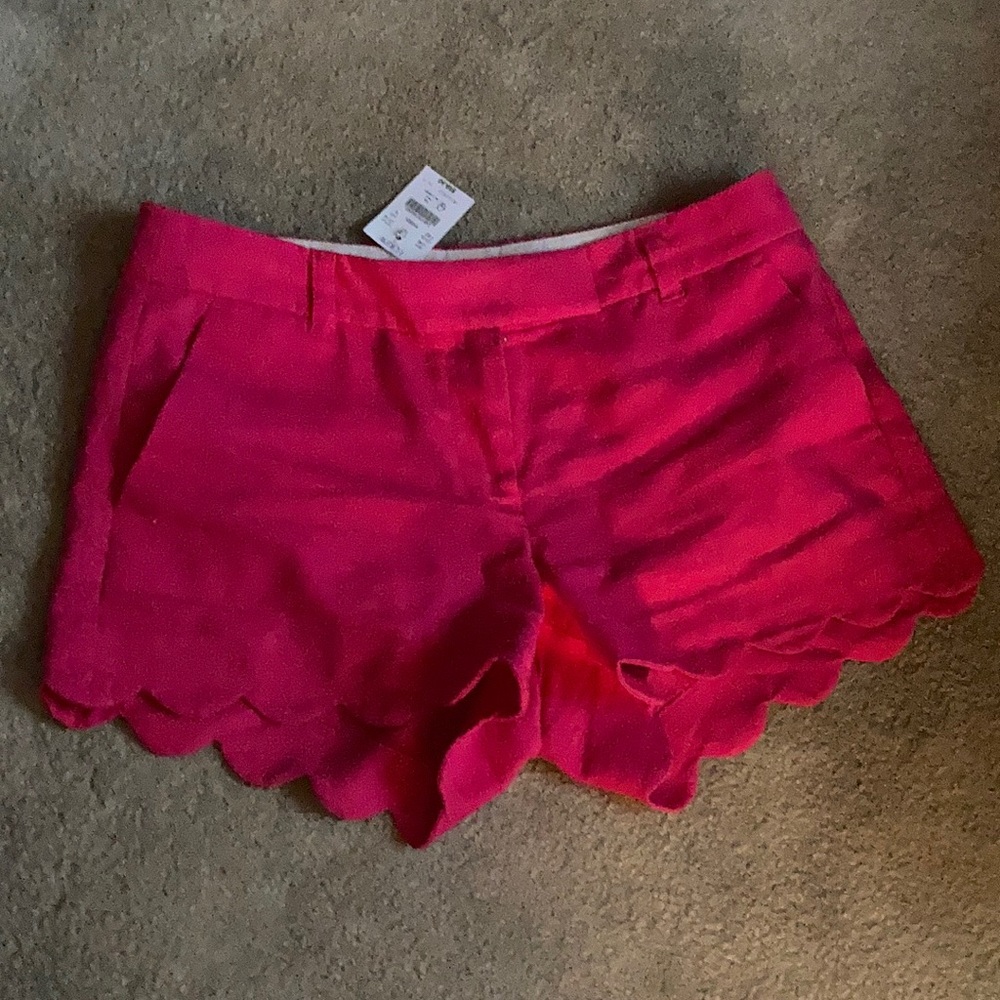 J crew factory pink linen scallop shorts